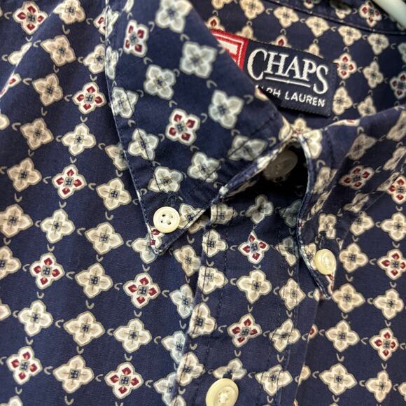 Chaps Ralph Lauren Shirt Geometric Button-Down Casual Medium Office Work Golf - Picture 8 of 10
